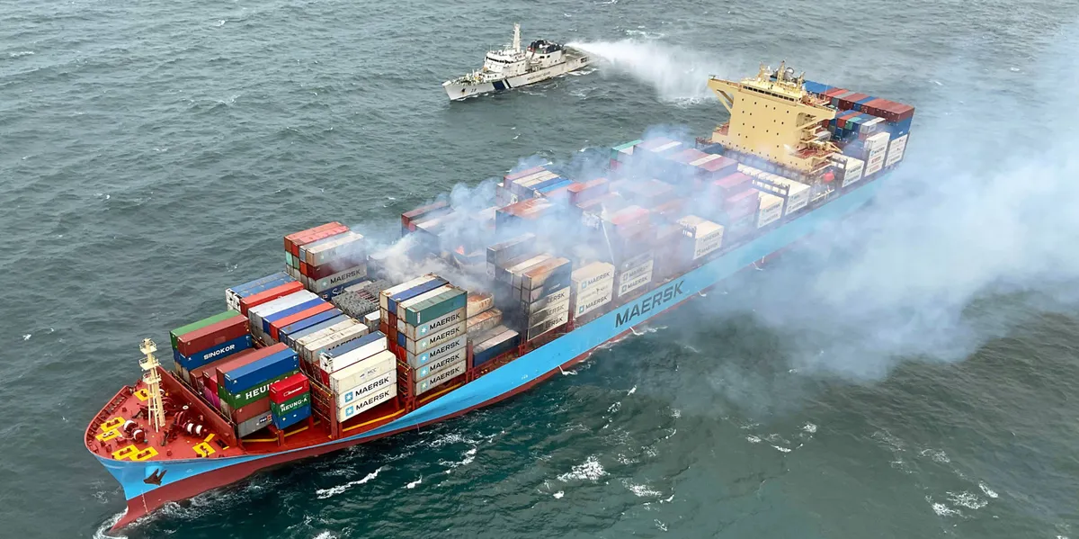 Maersk Container Ship Fire Off Liberia: Marie Maersk Blaze