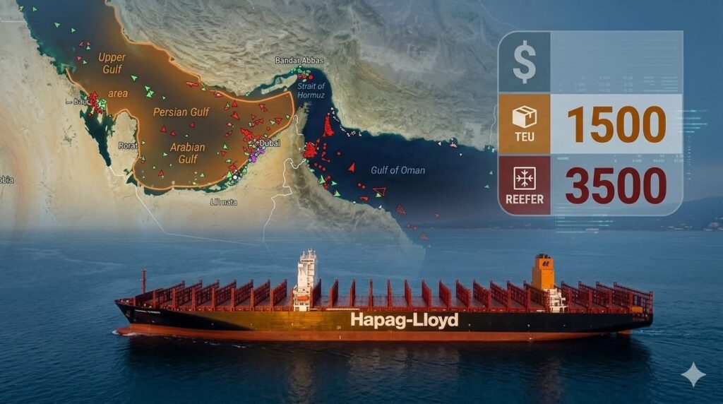 Container ship affected by War Risk Surcharge amid Middle East shipping tensions